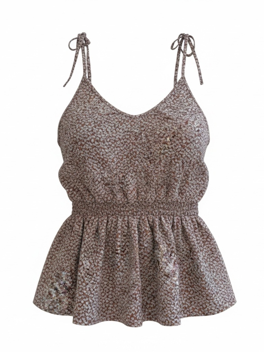 NWT Sienna Sky Sleeveless Top Women’s S Boho Mauve Floral Print Gold Detail